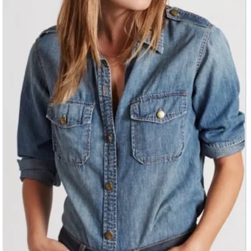 CURRENT/ELLIOTT • denim chambray button down shirt